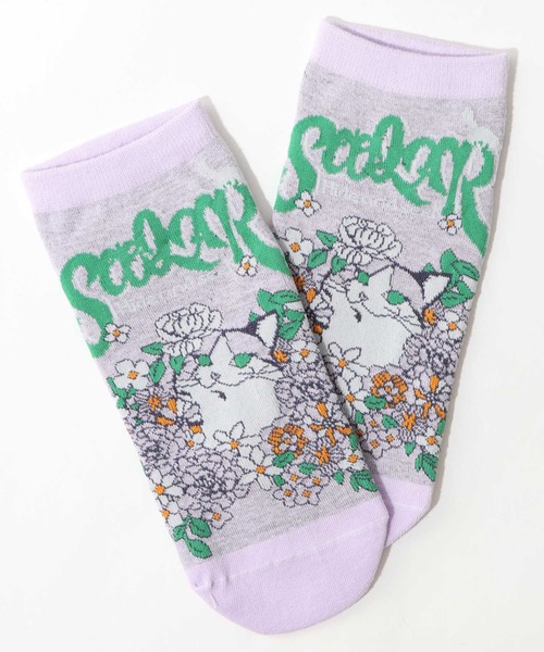 ScoLar(スカラー)の「88J18802:スカラーフロントネコ柄ソックス(ソックス/靴下・レディース・パープル/ピンク・FREE)」の9枚目の写真