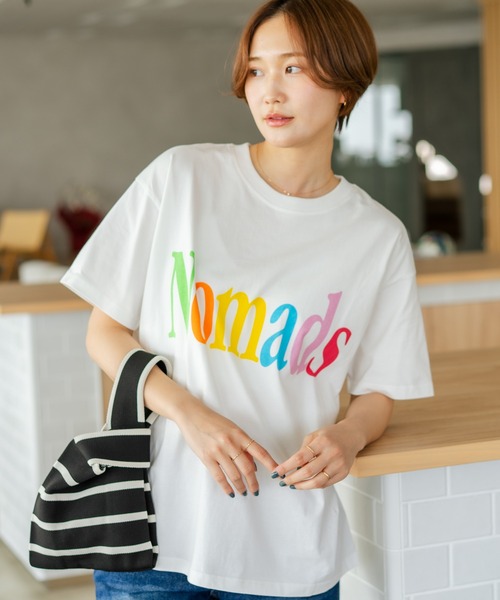 fort point(フォーポイント)の「【C-FORT POINT/フォートポイント】【綿100% ゆったりワイドシルエット】カラフルロゴプリント Tシャツ 韓国ファッション 部屋着 ワンマイル 春夏 ゆったり(Tシャツ/カットソー・レディース・ブラウン/杢グレー/チャコールグレー/アイボリー・FREE)」の7枚目の写真