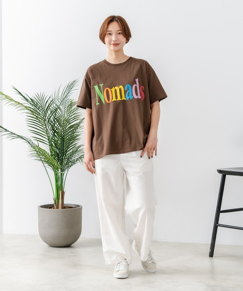 fort point(フォーポイント)の「【C-FORT POINT/フォートポイント】【綿100% ゆったりワイドシルエット】カラフルロゴプリント Tシャツ 韓国ファッション 部屋着 ワンマイル 春夏 ゆったり(Tシャツ/カットソー・レディース・ブラウン/杢グレー/チャコールグレー/アイボリー・FREE)」の14枚目の写真
