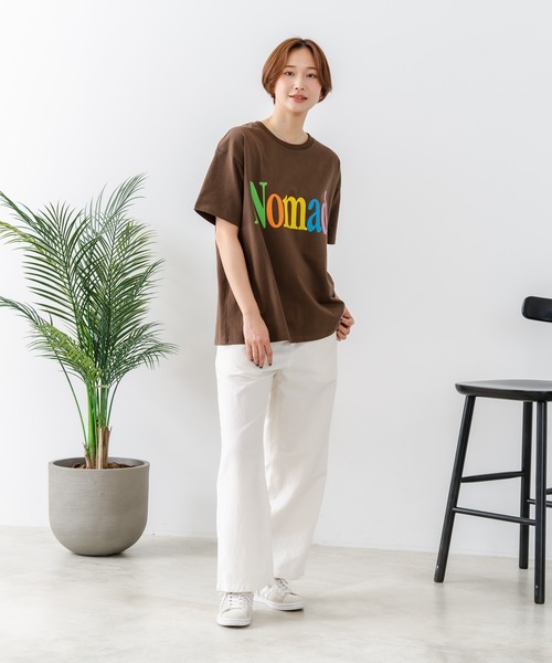 fort point(フォーポイント)の「【C-FORT POINT/フォートポイント】【綿100% ゆったりワイドシルエット】カラフルロゴプリント Tシャツ 韓国ファッション 部屋着 ワンマイル 春夏 ゆったり(Tシャツ/カットソー・レディース・ブラウン/杢グレー/チャコールグレー/アイボリー・FREE)」の15枚目の写真