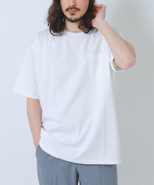 ITEMS URBANRESEARCH(アイテムズ アーバンリサーチ)の「接触冷感ダンボールショートスリーブカットソー(Tシャツ/カットソー・メンズ・ブルー系その他/オリーブ/ピンクベージュ/オフホワイト・LARGE/MEDIUM)」の1枚目の写真