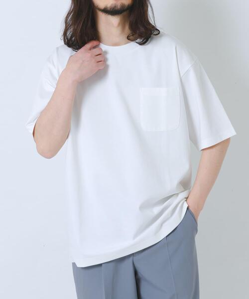 ITEMS URBANRESEARCH(アイテムズ アーバンリサーチ)の「接触冷感ダンボールショートスリーブカットソー(Tシャツ/カットソー・メンズ・ブルー系その他/オリーブ/ピンクベージュ/オフホワイト・LARGE/MEDIUM)」の5枚目の写真