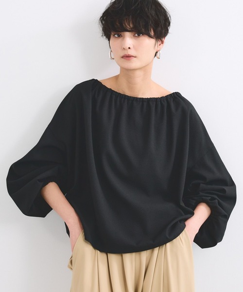 BARNYARDSTORM（バンヤードストーム）の「BARNYARDSTORM / 2WAYサッカーストライプブラウス【吸水速乾 / WEB限定カラー】＜セットアップ対応＞（シャツ/ブラウス・レディース・ホワイト/ブラック/ブルー・FREE）」の2枚目の写真