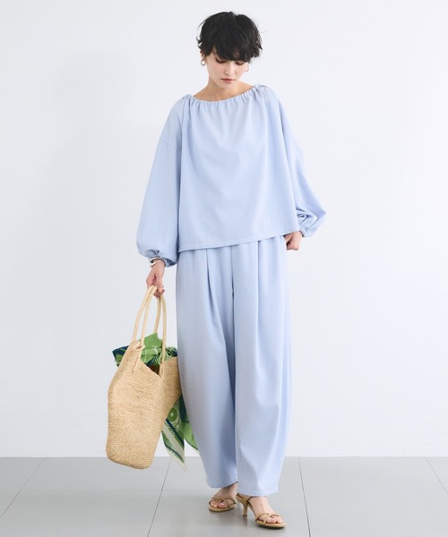 BARNYARDSTORM（バンヤードストーム）の「BARNYARDSTORM / 2WAYサッカーストライプブラウス【吸水速乾 / WEB限定カラー】＜セットアップ対応＞（シャツ/ブラウス・レディース・ホワイト/ブラック/ブルー・FREE）」の12枚目の写真