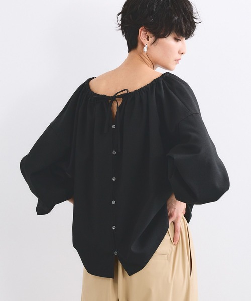 BARNYARDSTORM（バンヤードストーム）の「BARNYARDSTORM / 2WAYサッカーストライプブラウス【吸水速乾 / WEB限定カラー】＜セットアップ対応＞（シャツ/ブラウス・レディース・ホワイト/ブラック/ブルー・FREE）」の9枚目の写真