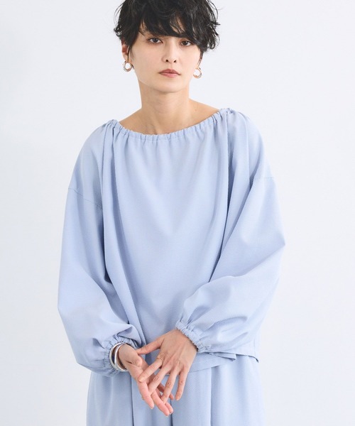 BARNYARDSTORM（バンヤードストーム）の「BARNYARDSTORM / 2WAYサッカーストライプブラウス【吸水速乾 / WEB限定カラー】＜セットアップ対応＞（シャツ/ブラウス・レディース・ホワイト/ブラック/ブルー・FREE）」の13枚目の写真