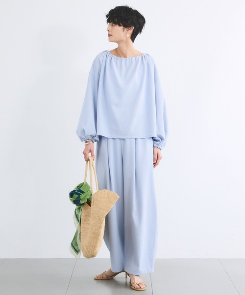 BARNYARDSTORM（バンヤードストーム）の「BARNYARDSTORM / 2WAYサッカーストライプブラウス【吸水速乾 / WEB限定カラー】＜セットアップ対応＞（シャツ/ブラウス・レディース・ホワイト/ブラック/ブルー・FREE）」の17枚目の写真