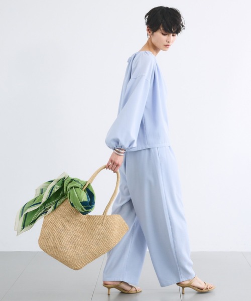 BARNYARDSTORM（バンヤードストーム）の「BARNYARDSTORM / 2WAYサッカーストライプブラウス【吸水速乾 / WEB限定カラー】＜セットアップ対応＞（シャツ/ブラウス・レディース・ホワイト/ブラック/ブルー・FREE）」の18枚目の写真