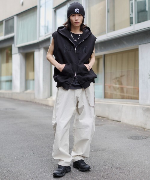 WEGO(ウィゴー)の「WEGO/【26年春夏新作】ノースリZIPパーカー(パーカー・メンズ・ブラック/杢グレー・MEDIUM/LARGE)」の14枚目の写真