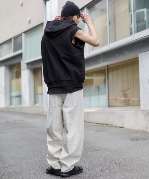 WEGO(ウィゴー)の「WEGO/【26年春夏新作】ノースリZIPパーカー(パーカー・メンズ・ブラック/杢グレー・MEDIUM/LARGE)」の16枚目の写真