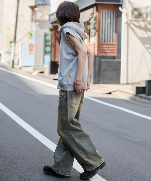 WEGO(ウィゴー)の「WEGO/【26年春夏新作】ノースリZIPパーカー(パーカー・メンズ・ブラック/杢グレー・MEDIUM/LARGE)」の21枚目の写真