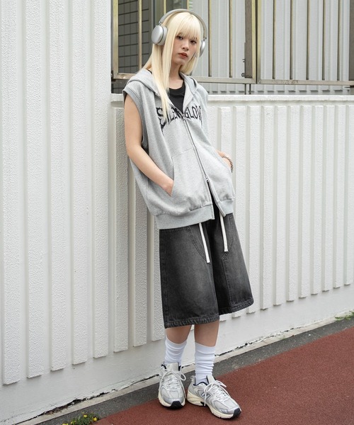 WEGO（ウィゴー）の「WEGO/【26年春夏新作】ノースリZIPパーカー（パーカー・メンズ・ブラック/杢グレー・MEDIUM/LARGE）」の11枚目の写真