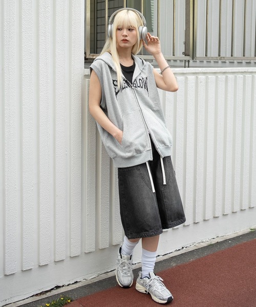 WEGO（ウィゴー）の「WEGO/【26年春夏新作】ノースリZIPパーカー（パーカー・メンズ・ブラック/杢グレー・MEDIUM/LARGE）」の9枚目の写真