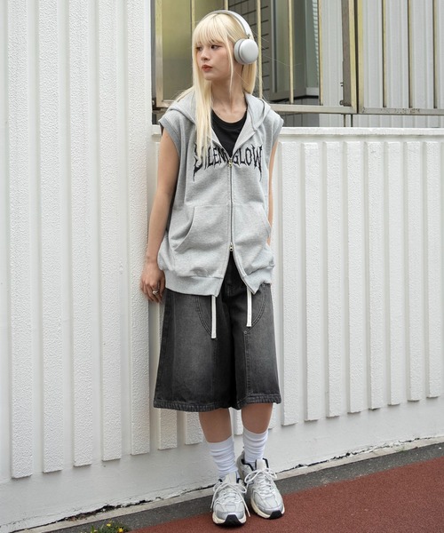 WEGO（ウィゴー）の「WEGO/【26年春夏新作】ノースリZIPパーカー（パーカー・メンズ・ブラック/杢グレー・MEDIUM/LARGE）」の10枚目の写真