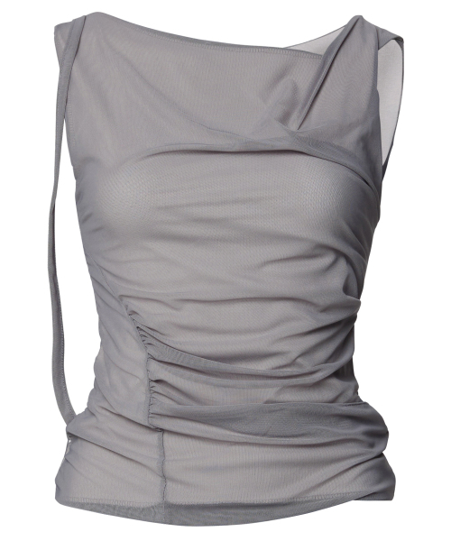 FLAREUP(フレアアップ)の「Draped Mesh Layered Sleeveless (FL-116_Gray)(Tシャツ/カットソー・レディース・ライトグレー・1/2)」の8枚目の写真