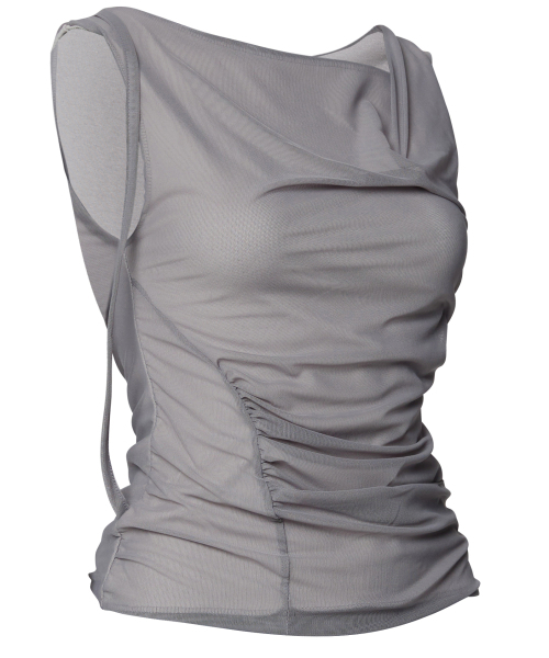 FLAREUP(フレアアップ)の「Draped Mesh Layered Sleeveless (FL-116_Gray)(Tシャツ/カットソー・レディース・ライトグレー・1/2)」の9枚目の写真