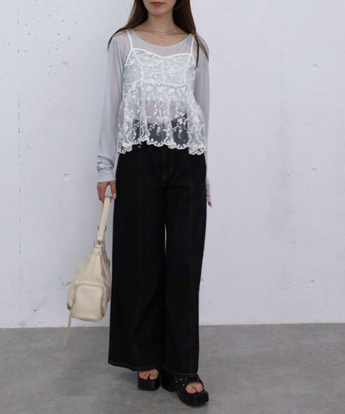 archives(アルシーヴ)の「刺繍レースペプラムビスチェ×シアーカットTOPS(アンサンブル・レディース・オフホワイト/ブルー/ブラック・MEDIUM)」の18枚目の写真