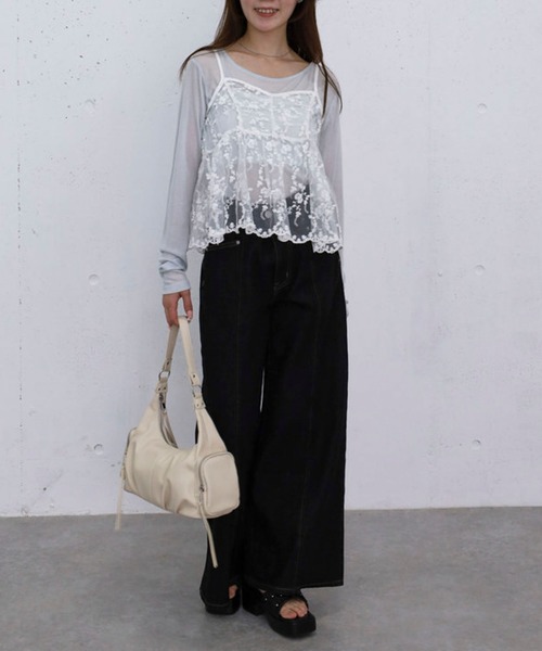 archives(アルシーヴ)の「刺繍レースペプラムビスチェ×シアーカットTOPS(アンサンブル・レディース・オフホワイト/ブルー/ブラック・MEDIUM)」の19枚目の写真