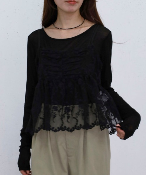 archives(アルシーヴ)の「刺繍レースペプラムビスチェ×シアーカットTOPS(アンサンブル・レディース・オフホワイト/ブルー/ブラック・MEDIUM)」の21枚目の写真