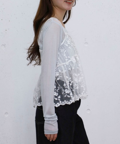 archives(アルシーヴ)の「刺繍レースペプラムビスチェ×シアーカットTOPS(アンサンブル・レディース・オフホワイト/ブルー/ブラック・MEDIUM)」の15枚目の写真