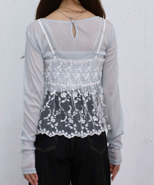 archives(アルシーヴ)の「刺繍レースペプラムビスチェ×シアーカットTOPS(アンサンブル・レディース・オフホワイト/ブルー/ブラック・MEDIUM)」の16枚目の写真