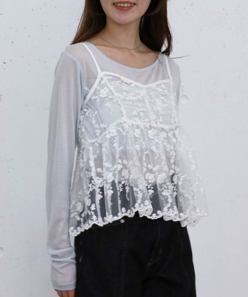 archives(アルシーヴ)の「刺繍レースペプラムビスチェ×シアーカットTOPS(アンサンブル・レディース・オフホワイト/ブルー/ブラック・MEDIUM)」の14枚目の写真