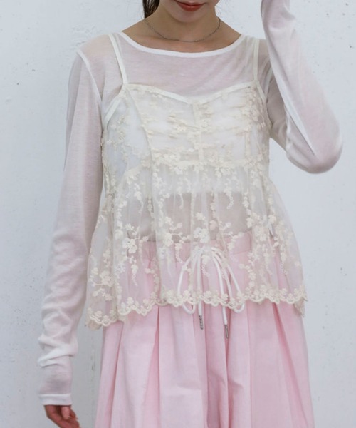 archives(アルシーヴ)の「刺繍レースペプラムビスチェ×シアーカットTOPS(アンサンブル・レディース・オフホワイト/ブルー/ブラック・MEDIUM)」の5枚目の写真
