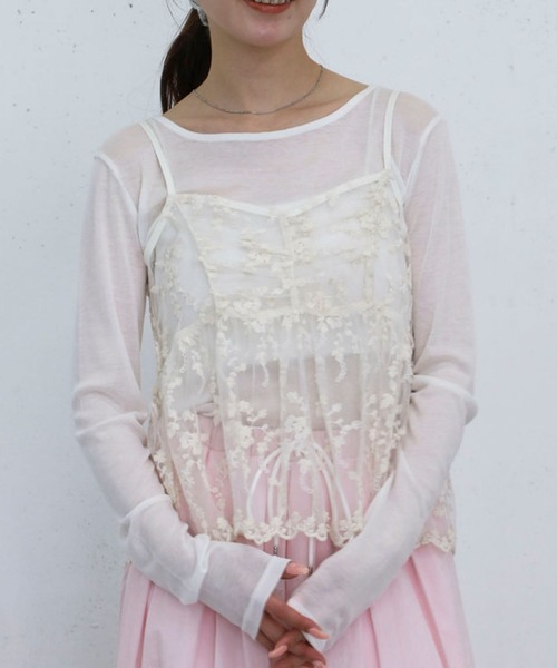 archives(アルシーヴ)の「刺繍レースペプラムビスチェ×シアーカットTOPS(アンサンブル・レディース・オフホワイト/ブルー/ブラック・MEDIUM)」の4枚目の写真