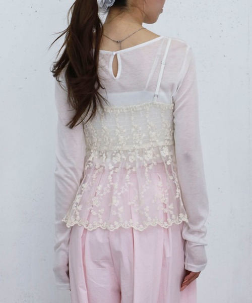 archives(アルシーヴ)の「刺繍レースペプラムビスチェ×シアーカットTOPS(アンサンブル・レディース・オフホワイト/ブルー/ブラック・MEDIUM)」の7枚目の写真