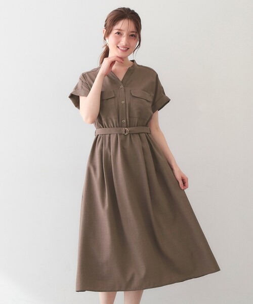 index(インデックス)の「ダブルポケットスキッパーワンピース【防シワ/洗濯機OK】《XS~3L/6col》(ワンピース・レディース・サックスブルー/ナチュラル/ネイビー/チャコール/ダークブラウン/ブルー系5・34/36/38/40/42/44)」の1枚目の写真
