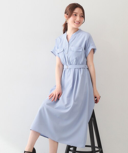 index(インデックス)の「ダブルポケットスキッパーワンピース【防シワ/洗濯機OK】《XS~3L/6col》(ワンピース・レディース・サックスブルー/ナチュラル/ネイビー/チャコール/ダークブラウン/ブルー系5・34/36/38/40/42/44)」の5枚目の写真