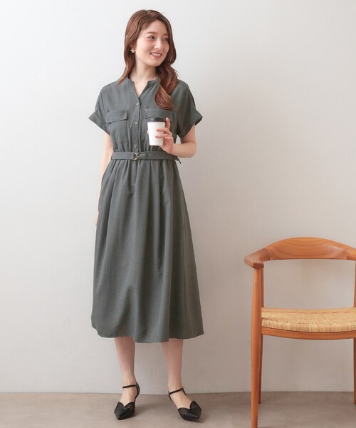 index(インデックス)の「ダブルポケットスキッパーワンピース【防シワ/洗濯機OK】《XS~3L/6col》(ワンピース・レディース・サックスブルー/ナチュラル/ネイビー/チャコール/ダークブラウン/ブルー系5・34/36/38/40/42/44)」の7枚目の写真