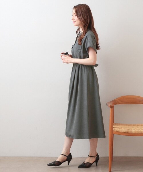 index(インデックス)の「ダブルポケットスキッパーワンピース【防シワ/洗濯機OK】《XS~3L/6col》(ワンピース・レディース・サックスブルー/ナチュラル/ネイビー/チャコール/ダークブラウン/ブルー系5・34/36/38/40/42/44)」の8枚目の写真