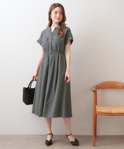 index(インデックス)の「ダブルポケットスキッパーワンピース【防シワ/洗濯機OK】《XS~3L/6col》(ワンピース・レディース・サックスブルー/ナチュラル/ネイビー/チャコール/ダークブラウン/ブルー系5・34/36/38/40/42/44)」の10枚目の写真