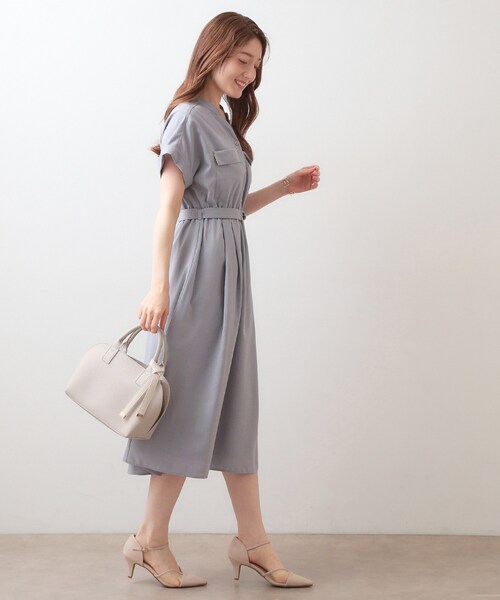 index(インデックス)の「ダブルポケットスキッパーワンピース【防シワ/洗濯機OK】《XS~3L/6col》(ワンピース・レディース・サックスブルー/ナチュラル/ネイビー/チャコール/ダークブラウン/ブルー系5・34/36/38/40/42/44)」の14枚目の写真