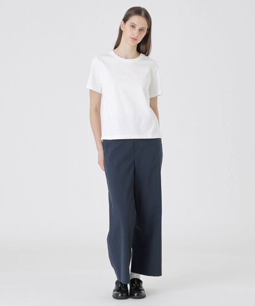 BLUE LABEL CRESTBRIDGE(ブルーレーベルクレストブリッジ)の「【UVカット】【接触冷感】【防透け】プレーティングシルケット天竺グラフィックロゴTシャツ(Tシャツ/カットソー・レディース・ダークネイビー/ホワイト/ベビーピンク/ブルー・40/38)」の10枚目の写真