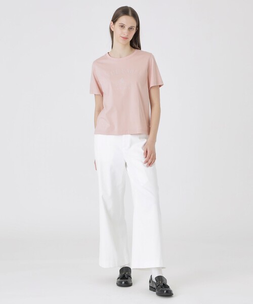 BLUE LABEL CRESTBRIDGE(ブルーレーベルクレストブリッジ)の「【UVカット】【接触冷感】【防透け】プレーティングシルケット天竺グラフィックロゴTシャツ(Tシャツ/カットソー・レディース・ダークネイビー/ホワイト/ベビーピンク/ブルー・40/38)」の17枚目の写真