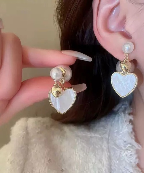 セール】シェル風ハートピアス（ピアス（両耳用））｜pumpkin port