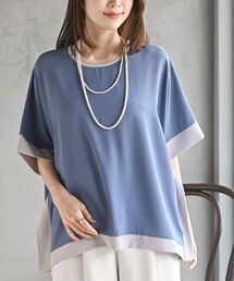バイカラードルマンブラウス
