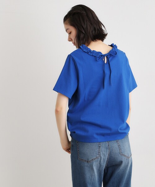 LAURA ASHLEY(ローラアシュレイ)の「【前後2WAY/洗える/コットン100%/日本製/定番人気!】フリルネックカットソー(Tシャツ/カットソー・レディース・ブラウン系/オフホワイト/ブルー/ネイビー・38/40)」の16枚目の写真