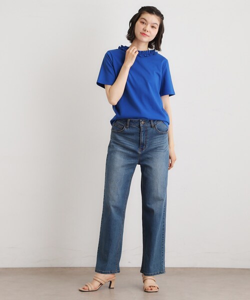 LAURA ASHLEY(ローラアシュレイ)の「【前後2WAY/洗える/コットン100%/日本製/定番人気!】フリルネックカットソー(Tシャツ/カットソー・レディース・ブラウン系/オフホワイト/ブルー/ネイビー・38/40)」の17枚目の写真