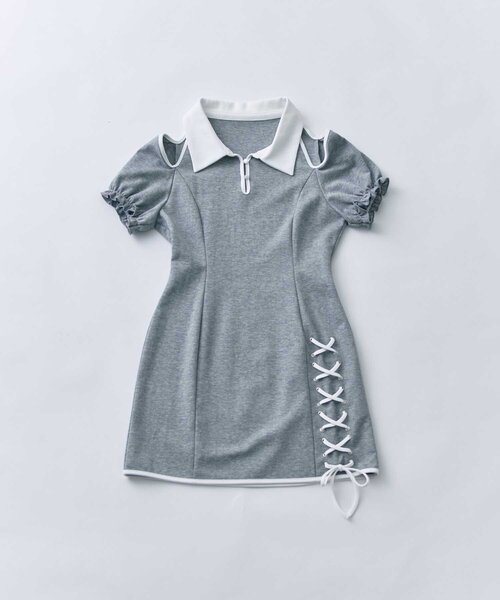 Belle Charme(ベルシャルム)の「【Belle Charme】Lace-up Polo Mini Onepiece(ワンピース・レディース・チャコールグレー/ベージュ/ブラック・SMALL/MEDIUM)」の19枚目の写真