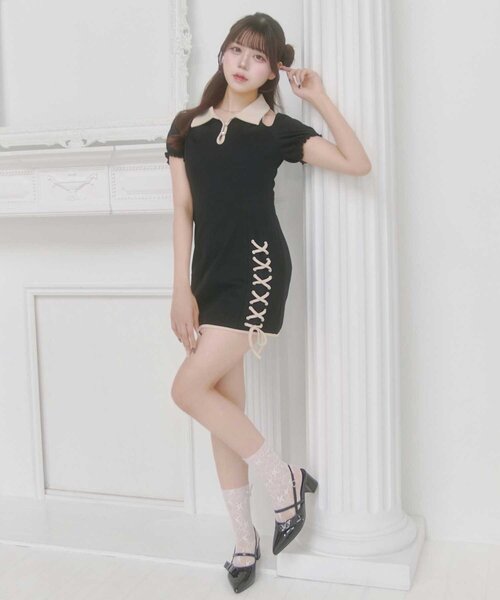 Belle Charme(ベルシャルム)の「【Belle Charme】Lace-up Polo Mini Onepiece(ワンピース・レディース・チャコールグレー/ベージュ/ブラック・SMALL/MEDIUM)」の20枚目の写真