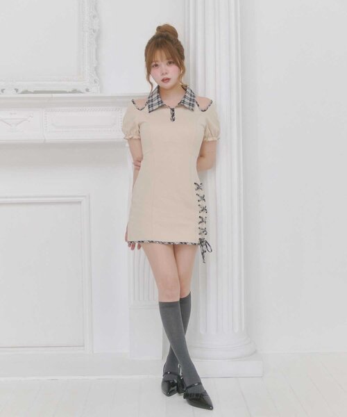 Belle Charme(ベルシャルム)の「【Belle Charme】Lace-up Polo Mini Onepiece(ワンピース・レディース・チャコールグレー/ベージュ/ブラック・SMALL/MEDIUM)」の22枚目の写真