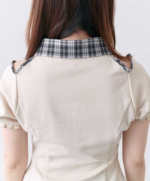 Belle Charme(ベルシャルム)の「【Belle Charme】Lace-up Polo Mini Onepiece(ワンピース・レディース・チャコールグレー/ベージュ/ブラック・SMALL/MEDIUM)」の6枚目の写真