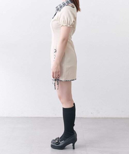 Belle Charme(ベルシャルム)の「【Belle Charme】Lace-up Polo Mini Onepiece(ワンピース・レディース・チャコールグレー/ベージュ/ブラック・SMALL/MEDIUM)」の8枚目の写真