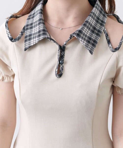 Belle Charme(ベルシャルム)の「【Belle Charme】Lace-up Polo Mini Onepiece(ワンピース・レディース・チャコールグレー/ベージュ/ブラック・SMALL/MEDIUM)」の9枚目の写真