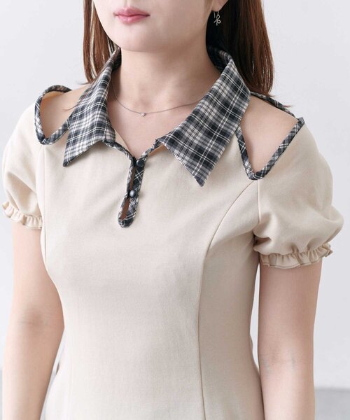 Belle Charme(ベルシャルム)の「【Belle Charme】Lace-up Polo Mini Onepiece(ワンピース・レディース・チャコールグレー/ベージュ/ブラック・SMALL/MEDIUM)」の10枚目の写真