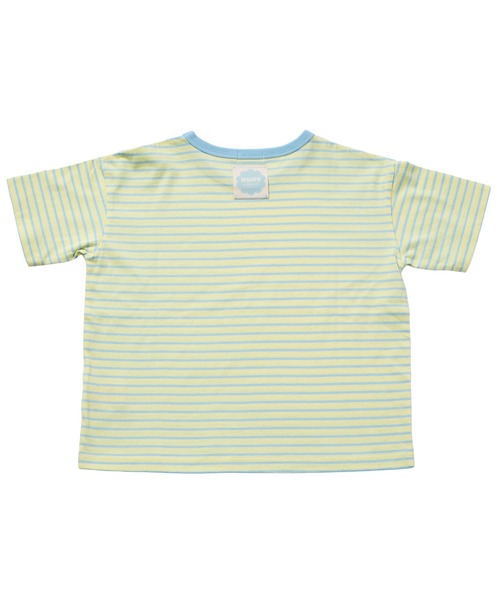 pairmanon(ペアマノン)の「【綿100%】ユニセックス ネームタグ付き 配色カラーボーダー 半袖Tシャツ(Tシャツ/カットソー・キッズ・ライトブルー/チャコールグレー/ホワイト/グリーン/イエロー/パープル・100/110/120/130/140/150/90)」の21枚目の写真