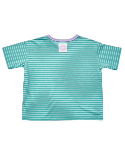 pairmanon(ペアマノン)の「【綿100%】ユニセックス ネームタグ付き 配色カラーボーダー 半袖Tシャツ(Tシャツ/カットソー・キッズ・ライトブルー/チャコールグレー/ホワイト/グリーン/イエロー/パープル・100/110/120/130/140/150/90)」の22枚目の写真